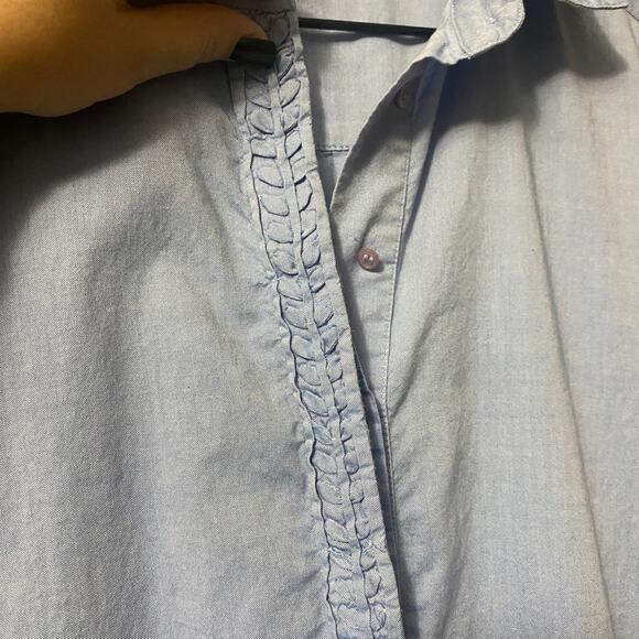 Vanessa Bruno Athé Blue Cotton Drop Waist Short Sleeve Collared Shirt Dress 2-4 - Picture 2 of 8